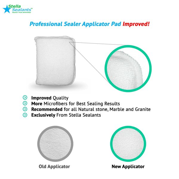 Impresa 4 Pack Advanced Microfiber Sealer Applicator Pad to Seal Tile Marble Granite Natural Stone Slate Travertine and Grout Surfaces